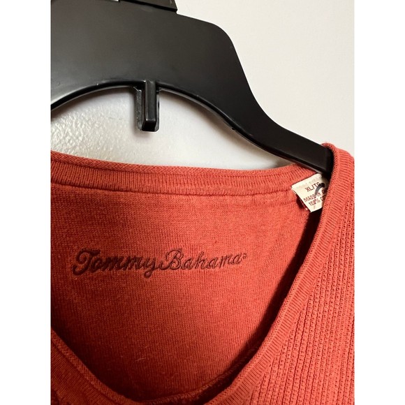Tommy Bahama pullover v neck Sweater size XL orange‎ rust color - Picture 3 of 4